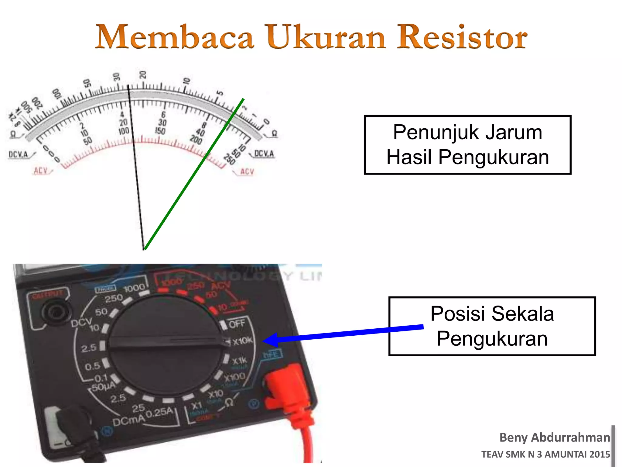 Beny Abdurrahman
TEAV SMK N 3 AMUNTAI 2015
Posisi Sekala
Pengukuran
Penunjuk Jarum
Hasil Pengukuran
 