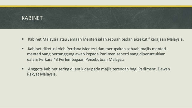 KOMPONEN UTAMA SISTEM KERAJAAN MALAYSIA