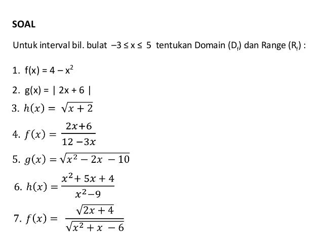 Contoh Soal Domain Dan Range Suatu Fungsi Dapatkan Contoh
