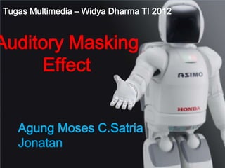 Tugas Multimedia C Widya Dharma TI 2012


Auditory Masking
     Effect


   Agung Moses C.Satria
   Jonatan
 