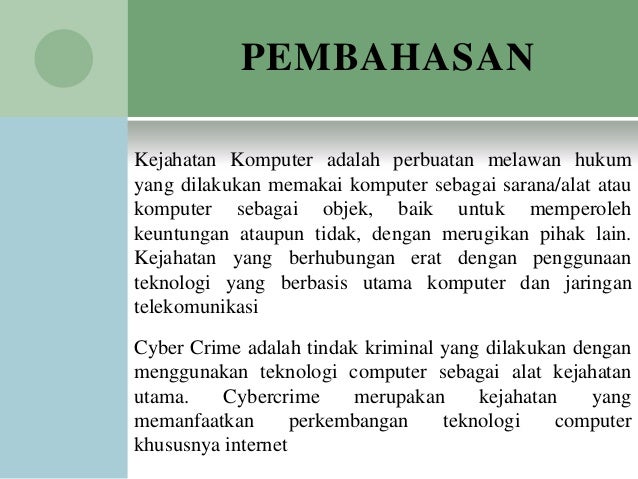 Kejahatan Komputer Cybercrime