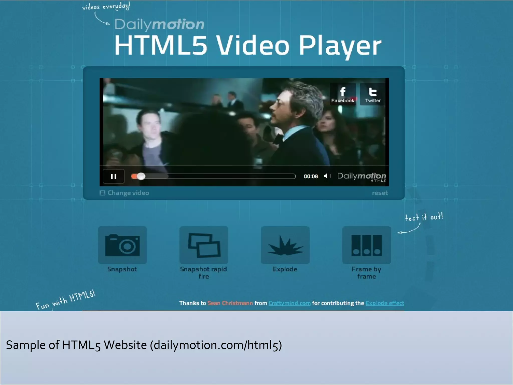 Sample of HTML5 Website (dailymotion.com/html5) 