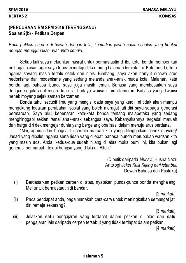 Contoh Soalan Spm Bahasa Melayu Kertas 1 - Soalan bx