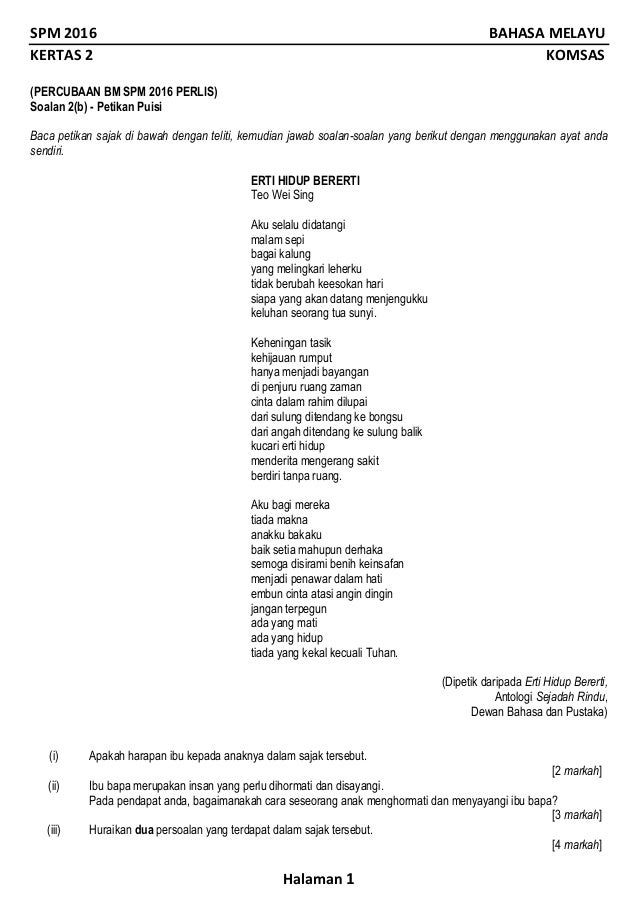 Kertas Soalan Bahasa Melayu Spm 2019 - Contoh IK