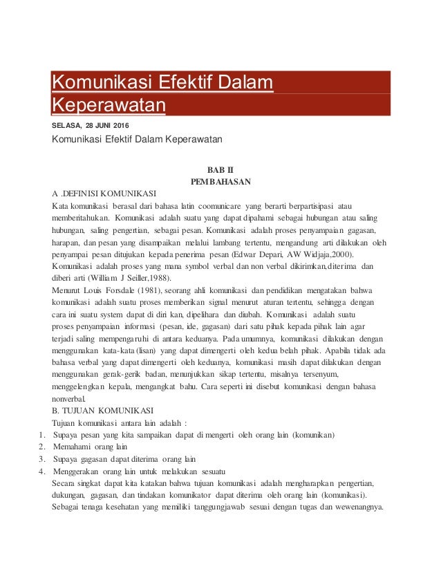 Komunikasi Efektif Dalam Keperawatan
