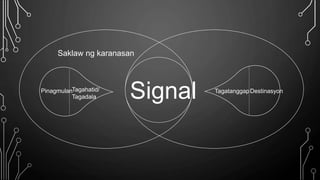 Signal
Saklaw ng karanasan
PinagmulanTagahatid/
Tagadala
TagatanggapDestinasyon
 