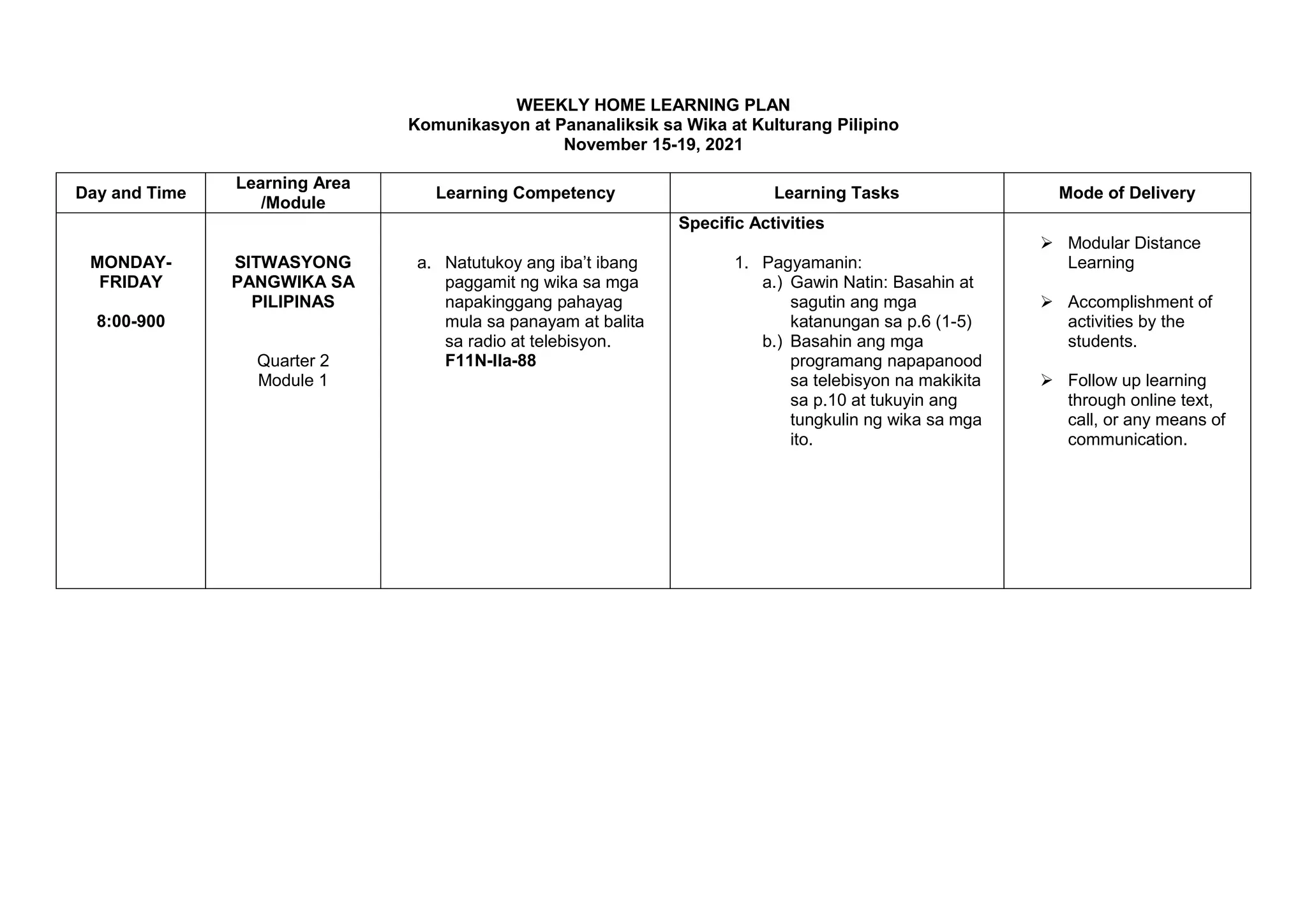 Komunikasyon at Pananaliksik Worksheets
