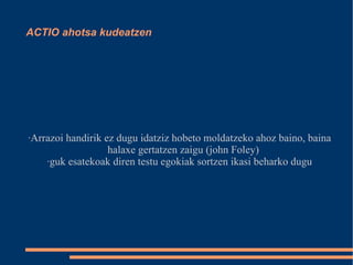 DISPOSITIO diskurtsoa antolatzen ·hasieraren garrantzia:  ·audientziaren arreta erakarri ·diskurtsoan aurrera egiteko gogoa piztu audientziarengan eta hori guztia,  ·gure aldeko jarrera hartuta egin dezala audientziak. · adibide 1  eta  2 . ·Diskurtsoaren amaiera: garrantzia handiagoa du amaierak ahozko diskurtsoan idatzizkoan baino.  Adibide 1 . 