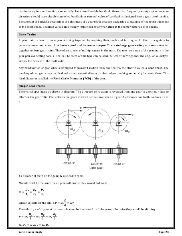 Gears and Gear Trains