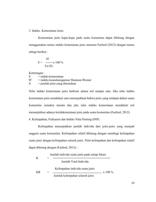 Rumus Inp Komunitas kupu kupu di ruang terbuka hijau (rth) dki jakarta | PDF