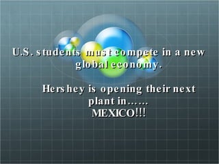 U.S. students must compete in a new global economy. Hershey is opening their next plant in…… MEXICO!!! 