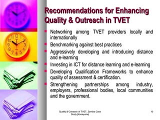 Quality and Outreach of TVET- Zambian Case Study | PPT