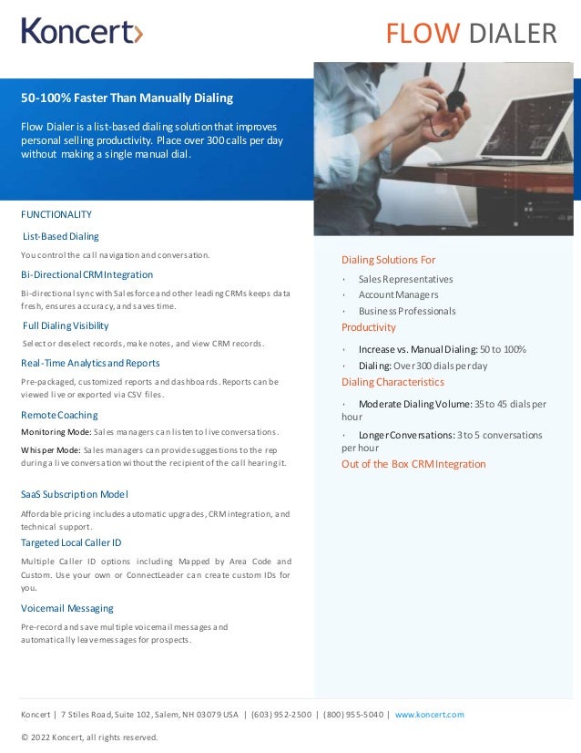 Koncert Flow Dialer Datasheet PDF
