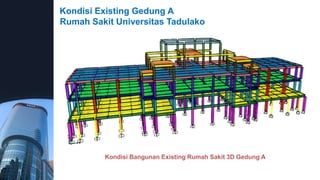 Kondisi Existing Gedung A
Rumah Sakit Universitas Tadulako
Kondisi Bangunan Existing Rumah Sakit 3D Gedung A
 
