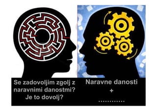 S d lji lj Naravne danostiSe zadovoljim zgolj z
naravnimi danostmi?
Naravne danosti
+
Je to dovolj? …………
 