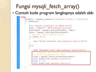 Koneksi PHP ke Database MySQL menggunakan MySQLi Extension | PPT