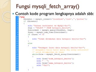 Koneksi PHP ke Database MySQL menggunakan MySQLi Extension | PPT