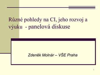 Různé pohledy na CI, jeho rozvoj a výuku  - p anelová diskuse Zdeněk Molnár – VŠE Praha 