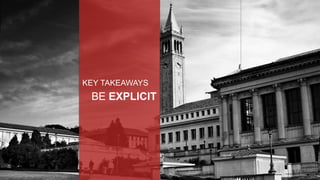 KEY TAKEAWAYS
BE EXPLICIT
 
