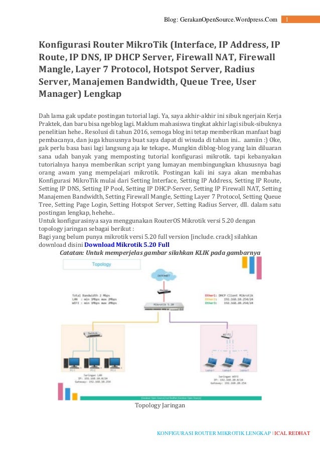 Konfigurasi Router Mikrotik Lengkap