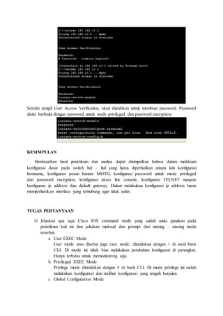 Konfigurasi Dasar Switch