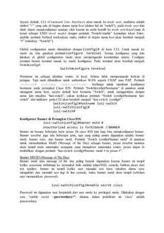 Konfigurasi Dasar Switch