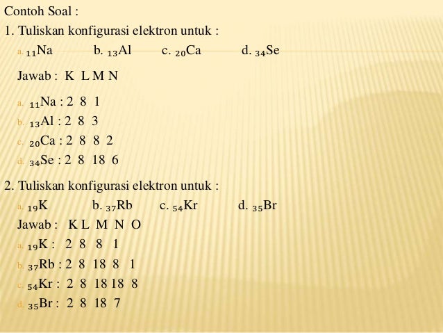 Contoh Soal Konfigurasi Elektron