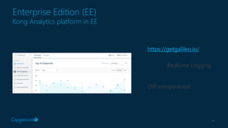 12
Enterprise Edition (EE)
Kong Analytics platform in EE
https://getgalileo.io/
Realtime Logging
Diff comparaison
 