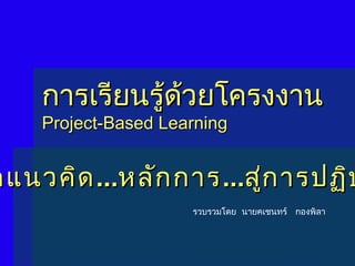 การเรียนรู้ด้วยโครงงานการเรียนรู้ด้วยโครงงาน
Project-Based LearningProject-Based Learning
กแนวคิดกแนวคิด......หลักการหลักการ......สู่การปฏิบสู่การปฏิบ
รวบรวมโดย นายคเชนทร์ กองพิลา
 
