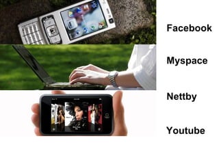 Facebook Myspace Nettby Youtube 