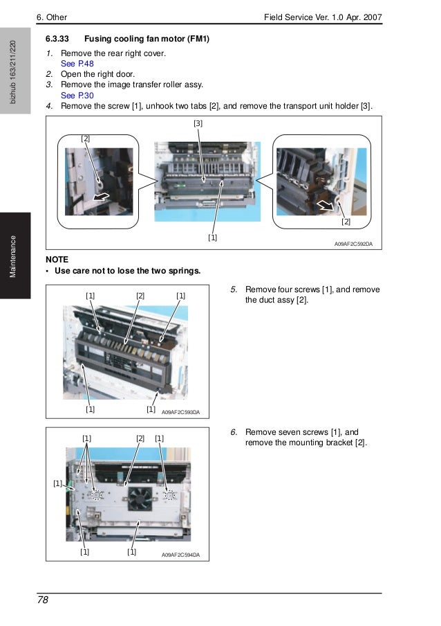 Konica minolta biz hub 163, 211, 220 field service manual