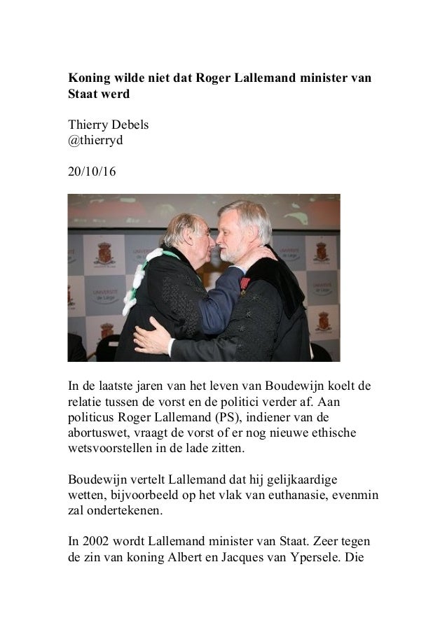 koning wilde niet dat roger lallemand minister van staat werd roger lallemand