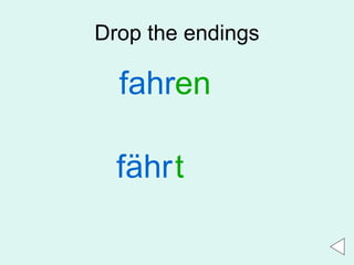 Drop the endings fahr fähr en t 