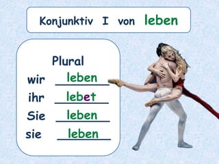 Plural
wir _______
ihr _______
Sie _______
sie _______
leben
lebet
leben
leben
Konjunktiv I von leben
 