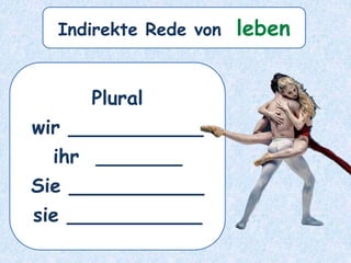 Plural
wir ___________
ihr _______
Sie ___________
sie ___________
Indirekte Rede von leben
 