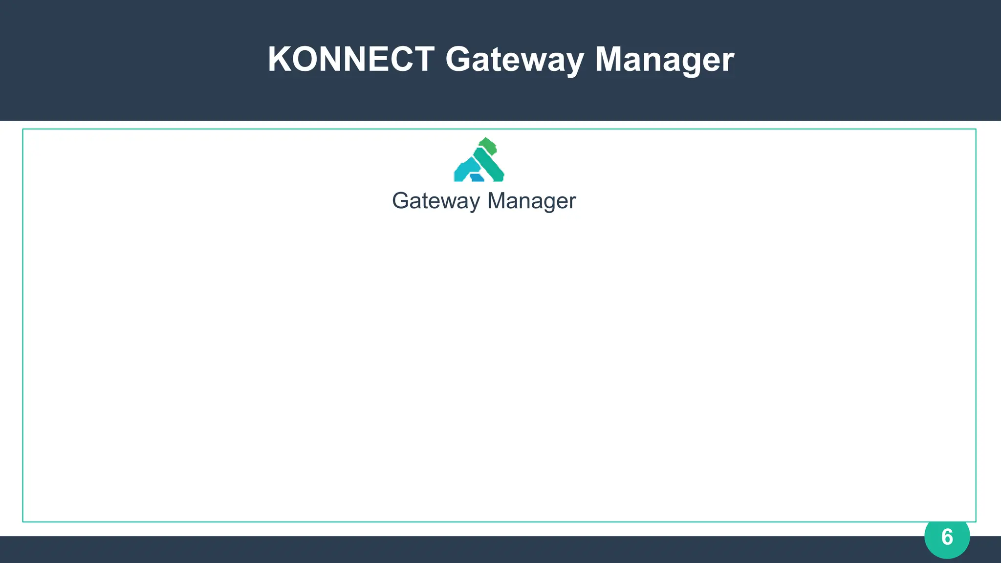 6
KONNECT Gateway Manager
Gateway Manager
 