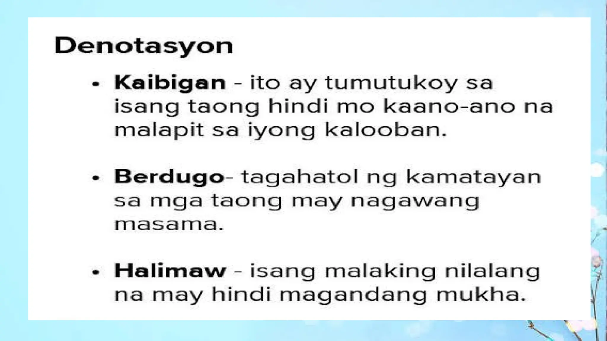 konotasyon at denotasyon IV. ng mga salita sa filipinopptx | PPTX