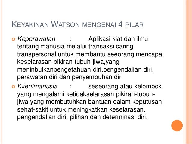 Model Konsep Dan Teori Keperawatan Menurut Jean Watson