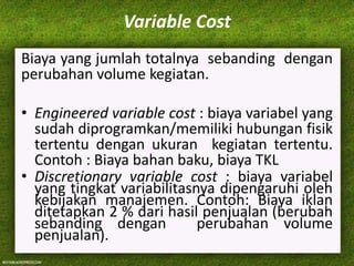 Costing adalah variable √ Contoh