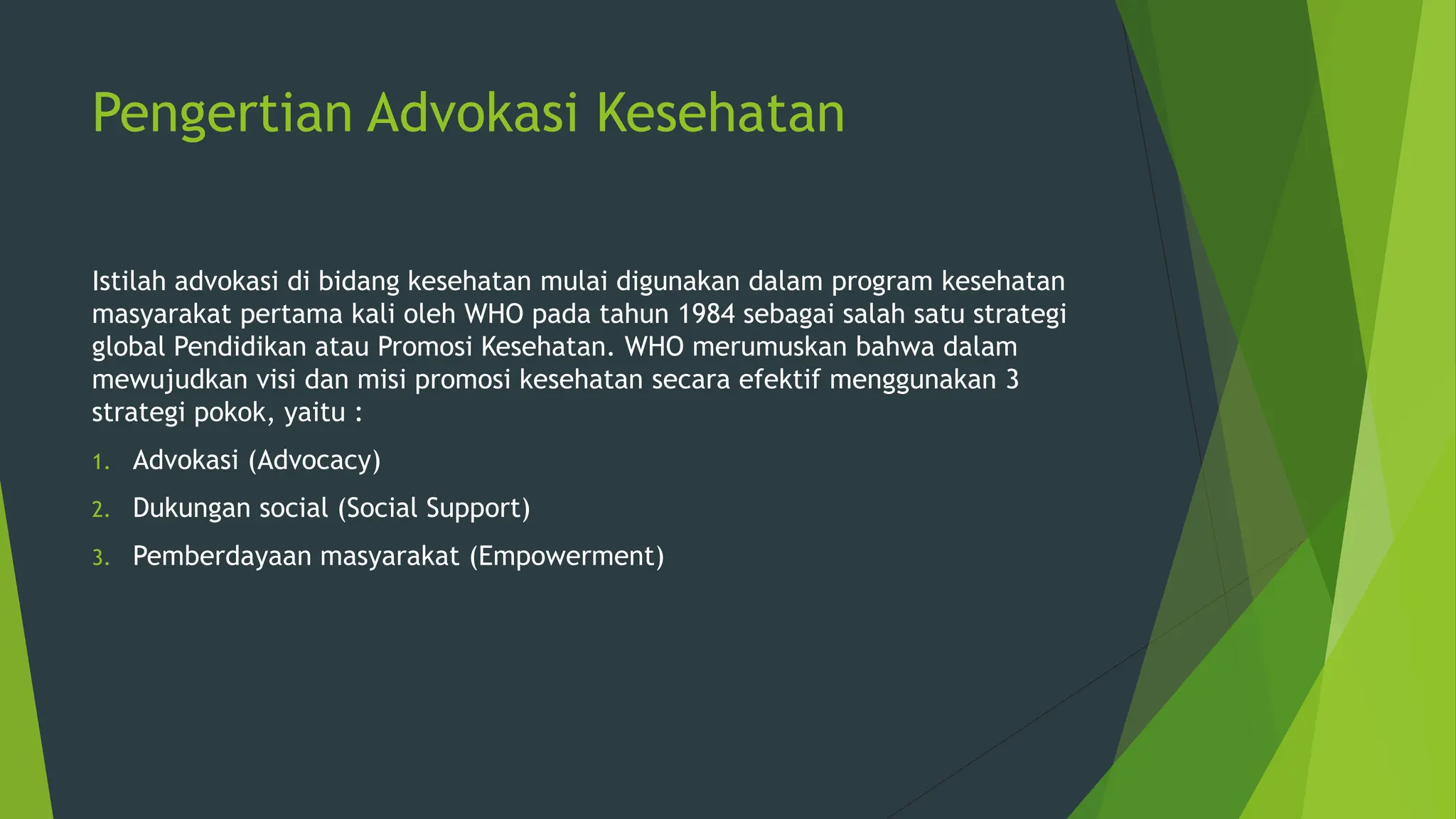 Program Advokasi KONSEP DASAR ADVOKASI GIZI KEBIJAKAN PEMERINTAHAN | PPTX