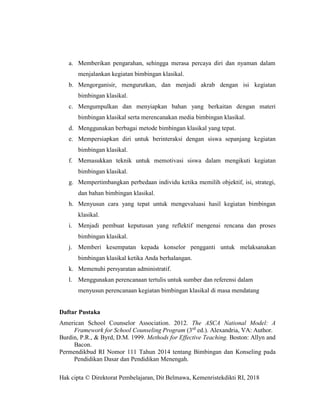 Konsep dasar perencanaan kegiatan bimbingan klasikal | PDF
