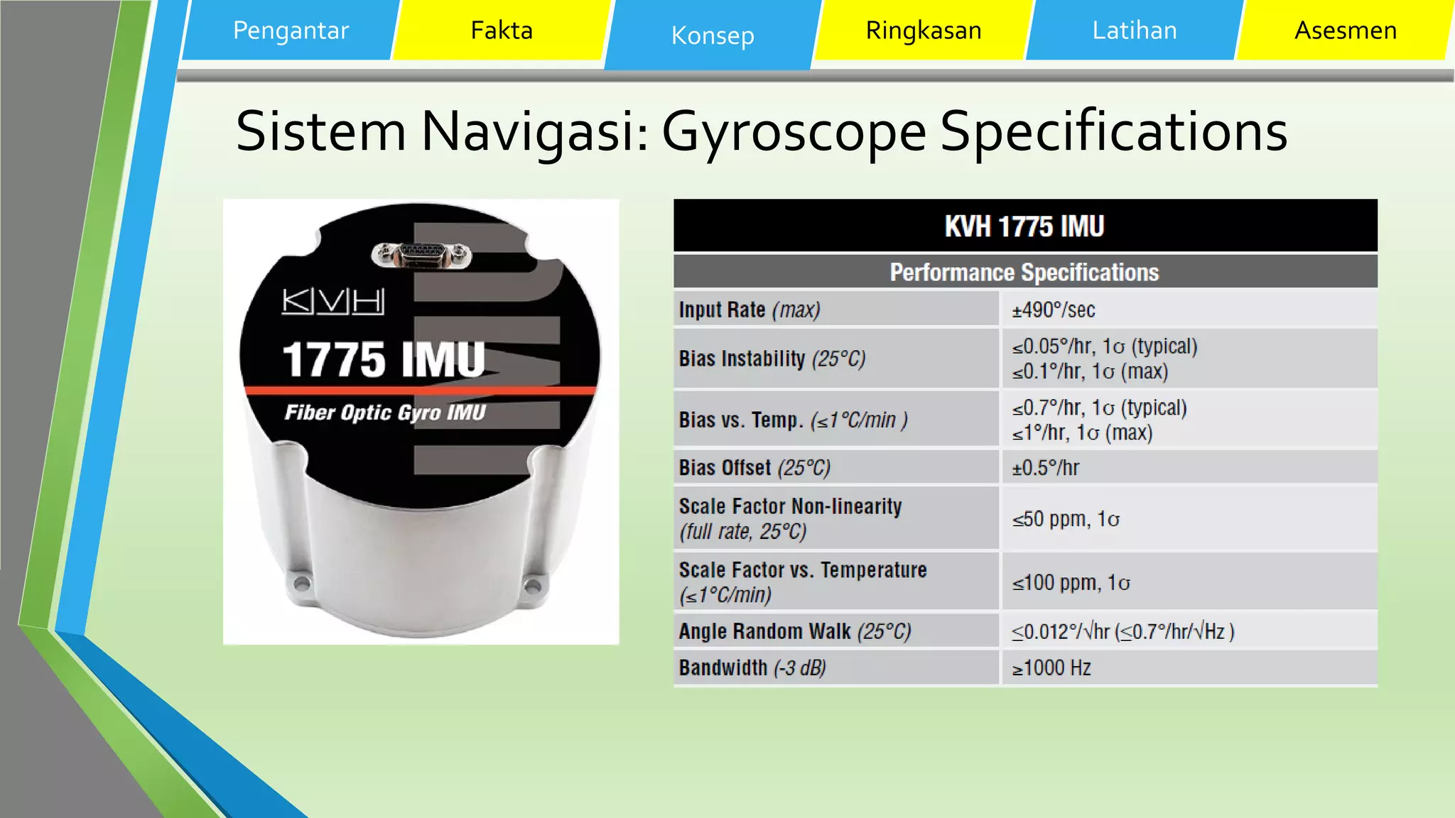 Sistem Navigasi: Gyroscope Specifications
Pengantar Fakta Konsep Ringkasan Latihan Asesmen
 