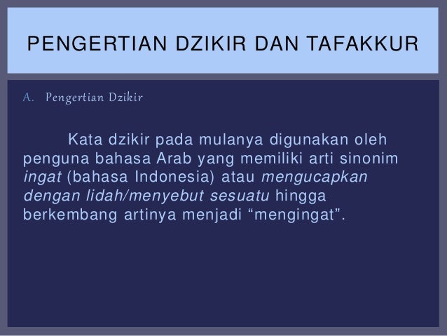 Konsep Dzikir Dan Tafakkur