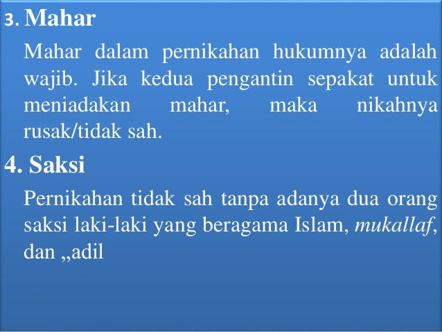 Konsep kafa'ah, syarat dan rukun nikah, mahar