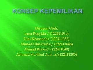 Disusun Oleh:
Irma Rosyida / (122411030)
Umi Khasanah/ (122411032)
Ahmad Ulin Nuha / (122411046)
Ahmad Khoiri/ (122411049)
Achmad Sholihul Aziz .a/(122411205)
 