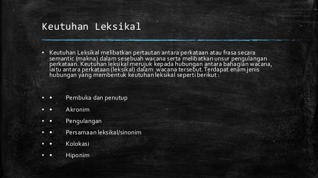 Konsep keutuhan wacana Konsep keutuhan wacana