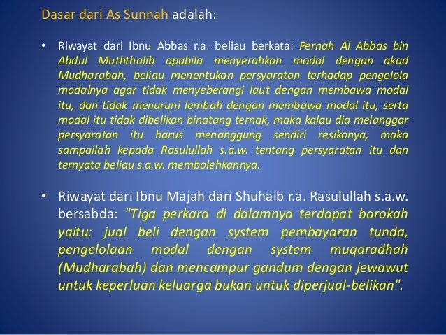 Konsep Mudharabah Dalam Al Quran Dan Al Hadits Untuk Dosen