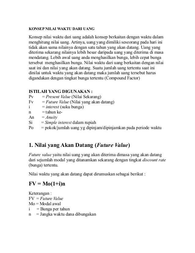 Konsep Nilai Waktu Dari Uang Dan Ekivalensi