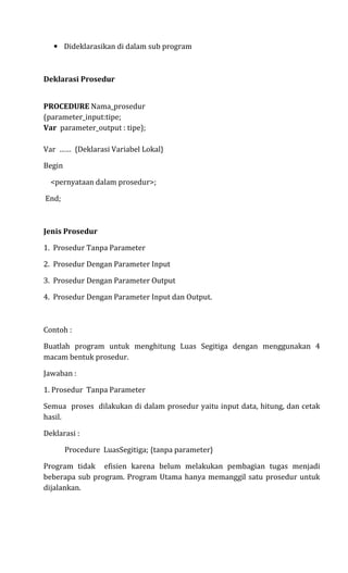 Konsep pemrograman prosedur dalam pascal | PDF