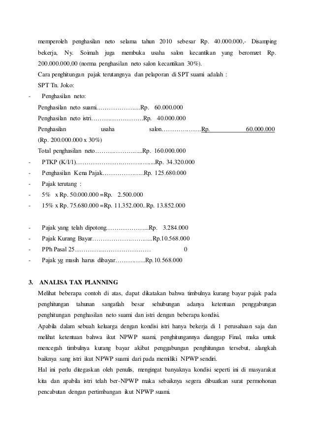 Konsep penghitungan pajak bagi wanita kawin